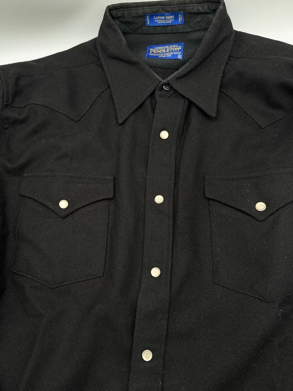 Pendleton “Canyon” Wool Black Western-Style Shirt Jacket LARGE snaps